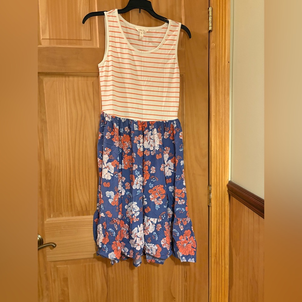 Matilda Jane Striped and Floral Sleeveless Dress Woman’s XS